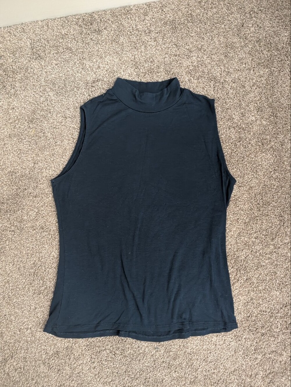 Athleta Navy Sleeveless Mock Neck Tee